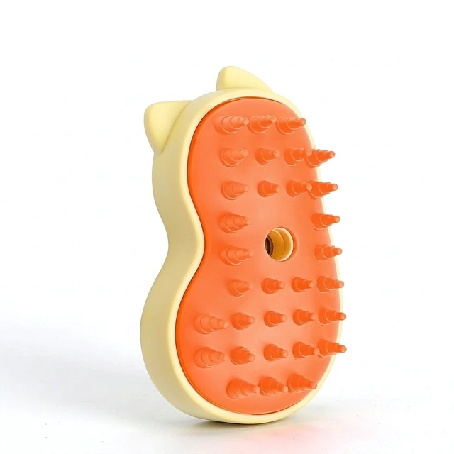 Studio packshot of a rechargeable misting cat brush with silicone nubs - cat brush with rechargeable mist spray and soft silicone nubs - cat brush wholesale supplier