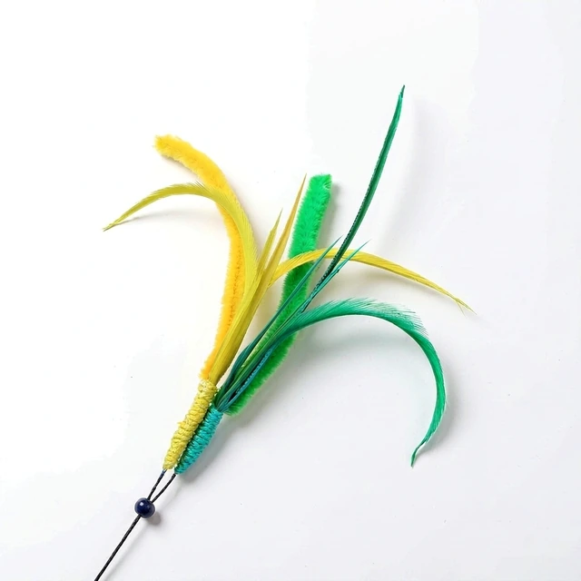 Studio packshot of a simulated setaria grass cat teaser wand - simulated setaria grass cat teaser wand - cat toys wholesale supplier