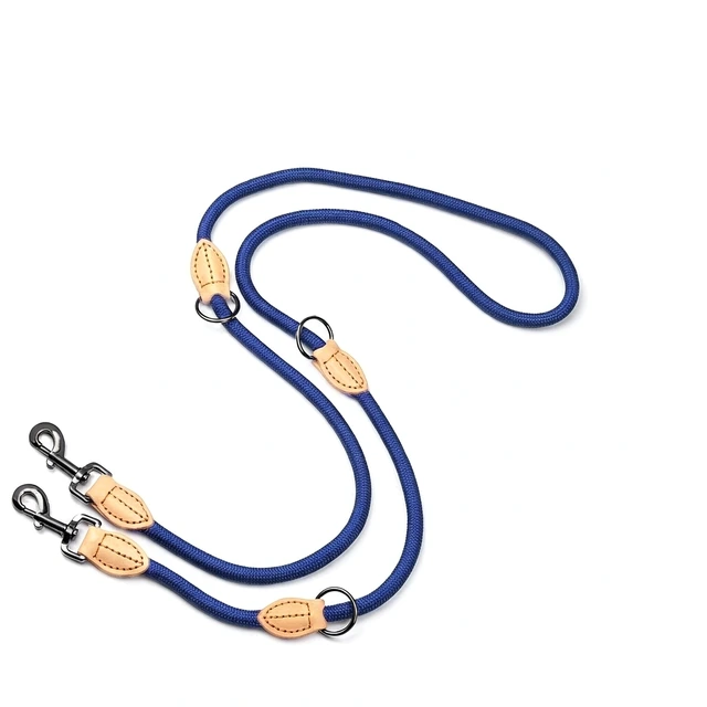Studio packshot of a double ended braided rope hands free dog leash - double ended braided rope hands free dog leash - hands free dog leash wholesale supplier