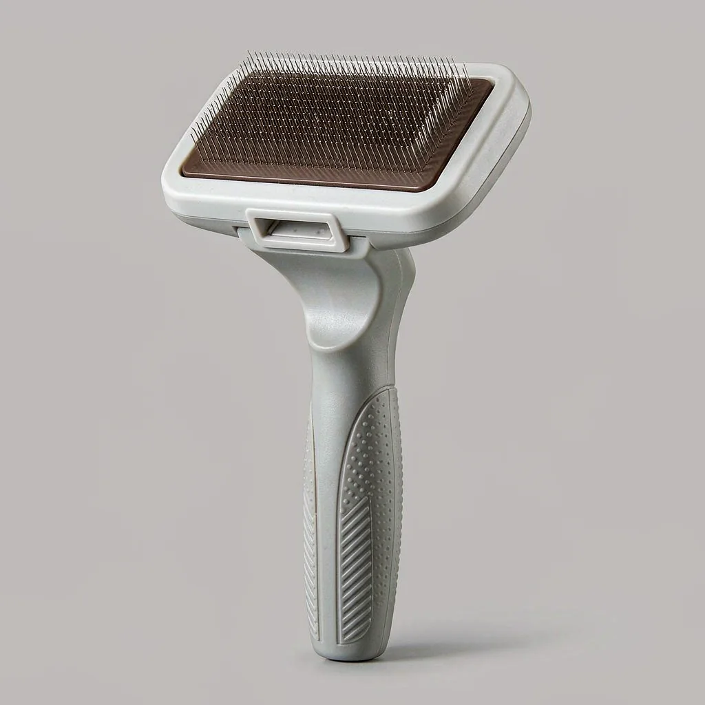 Self-cleaning cat grooming brush with stainless steel pins - wholesale deshedding tool