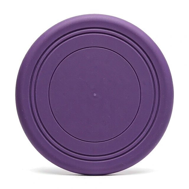 Studio packshot of a soft silicone dog frisbee flying disc - soft silicone dog frisbee flying disc with grip rings - dog frisbee wholesale supplier