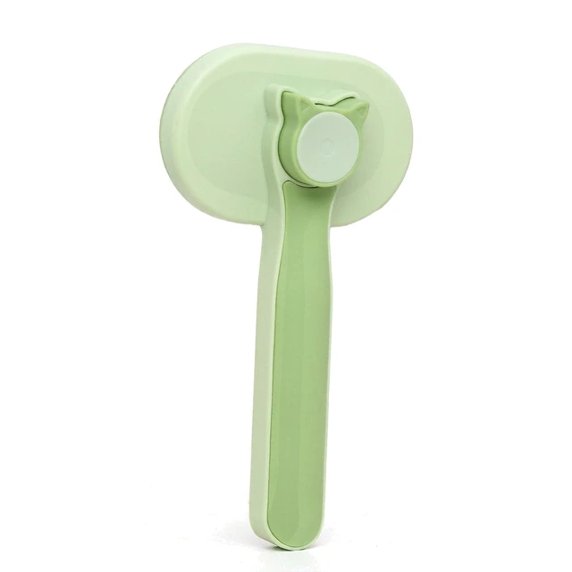 Studio packshot of a cat self cleaning slicker brush - cat self cleaning slicker brush with retractable pins - cat self cleaning brush wholesale supplier