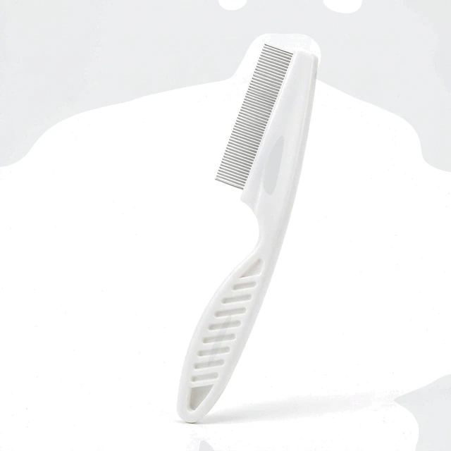 Studio packshot of a fine tooth stainless steel flea comb for cats - fine tooth stainless steel flea comb for cats - flea comb wholesale supplier