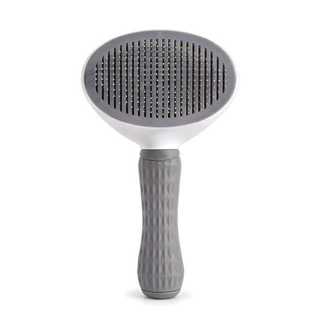 Studio packshot of a cat slicker brush with fine pins - cat slicker brush with fine pins and a self cleaning button - cat slicker brush wholesale supplier
